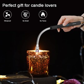 ARECTECH Candle Electric Lighter Rechargeable USB Arc Lighter Windproof Plasma for Candle Cooking BBQs Fireworks Birthday Gift Black