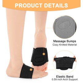 Foot Arch Supports for Women - 2 Pcs Soft and Warm Knit Foot Arch Support for Men, Women Relief High Arches, Fallen Arches, Plantar Fasciitis