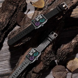 Compatible with EarlySincere Smartwatch Bands,Lamshaw 22mm Breathable Nylon Woven Fabric Replacement Accessory Strap Compatible for EarlySincere T12/T13/T21/T22/ Smartwatch (Black+Gray)