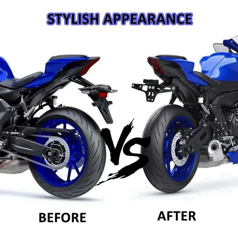 KEEPDSGN Black Motorcycle Fender Eliminator License Plate Holder Bracket LED