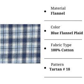 Flannel Fabric by the Yard | 60" inches Wide | 100% Cotton Flannel Fabric for Baby Blanket, PJ, Shirt, Cloth Flannel Craft Fabric - Blue Plaid - 1 Yard