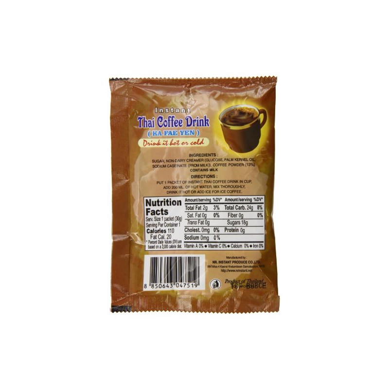 De De Instant Thai Coffee Drink, 12 count