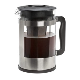 Primula Kedzie Deluxe - Cafetera helada, mango de agarre cómodo, jarra de vidrio duradera, filtro de malla extraíble, 6 tazas, acero inoxidable cepillado