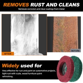 SI FANG 6Pcs 115mm Nylon Fiber Flap Disc Polishing Buffing Wheel, Assorted 180 & 320 Grit Non-Woven Sanding Grinding Wheel Set, 4.5'' x7/8'' Scouring Pad Angle Grinder Discs, Deburring & Rust Removal