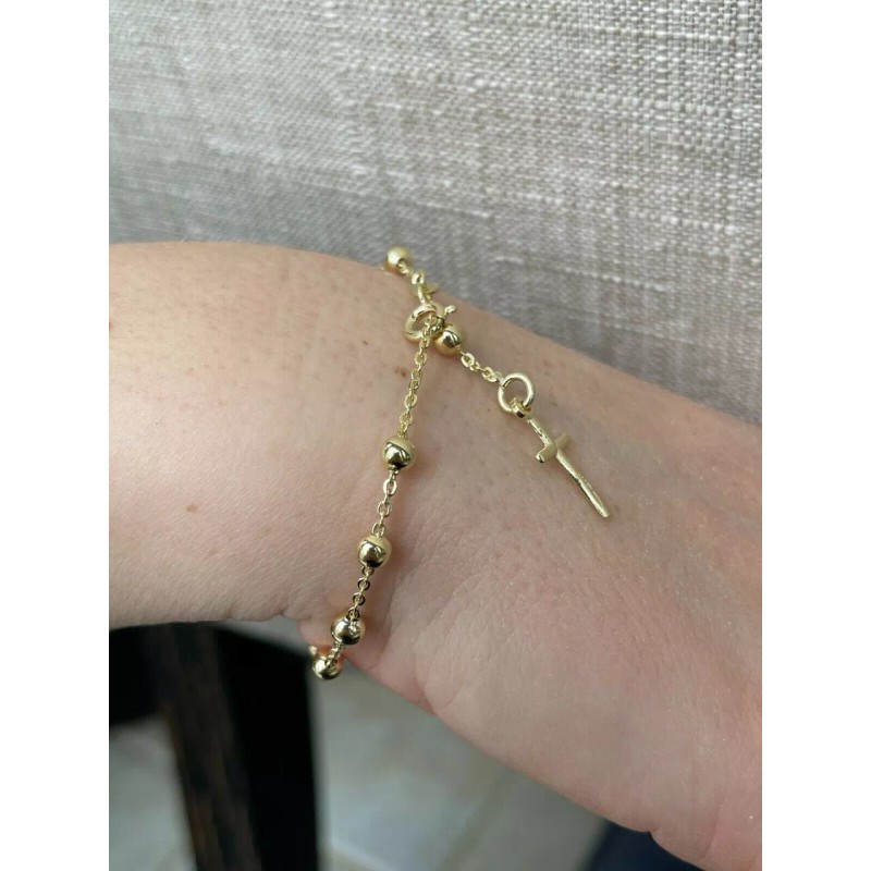 Rosary Bracelet - 14k Gold Vermeil 925 Silver - 4mm