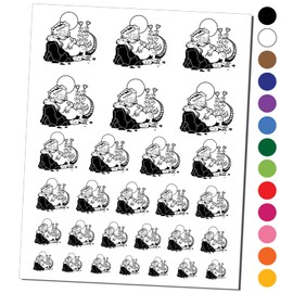 Bearded Dragon Lazy Lizard Temporary Tattoo Water Resistant Fake Body Art Set Collection - Black (One Sheet)