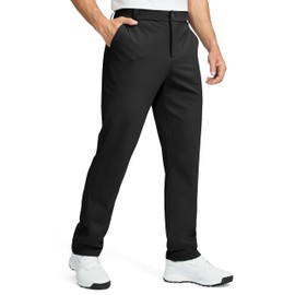 Soothfeel Men's Fleece Lined Pants 30"/32"/34" Golf Work Dress Pants Casual Insulated Warm Winter Trousers with Pockets Black L32×W34