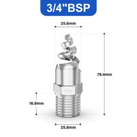 ERGAOBOY Pack of 2 304 Stainless Steel Spiral Cone Atomization Nozzle, 3/4 Inch Male Dust Removal Sprayer for Gas Cooling, Washing, Fire Protection, Garden Watering