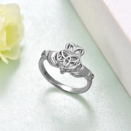 Claddagh Rings for Women 925 Sterling Silver Celtic Irish Jewelry Crown Heart Diamond Promise Ring Irish Gifts