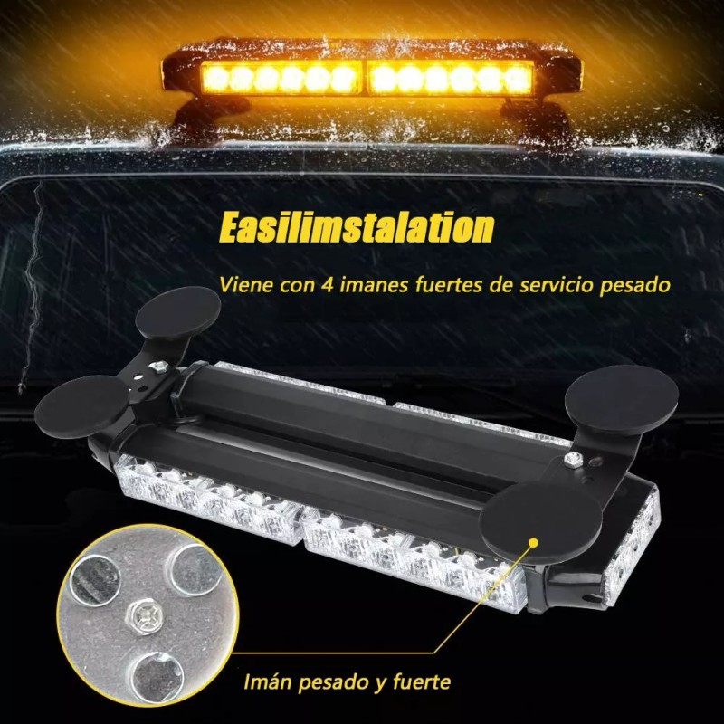 PUNKZZ Barra Torreta Estrobo Codigo Leds Con Base Magnética 14