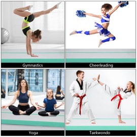 XHYCPY Inflatable Gymnastics Tumbling Track Air Mat 13ft 16ft 20ft Tumble Track - Extra Wide 4.3ft Thick 4 Inches Training Track Mat with Electric Air Pump - Green, 13ft*4.3ft*4in