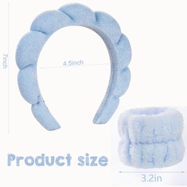 Aruicheng Headband Skincare Headband Makeup Headband with Puffy Wristbands Bubble Headbands Spa Headband Headband for Washing Face Shower Facial Mask Yoga 3Pcs