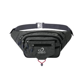 WATERFLY Bum Bag Belt Bag for Men and Women Sports Waist Bag for Running Fitness Jogging Hiking, Grey-n, M
