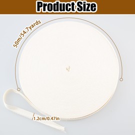 Cotton Twill Tape Ribbon, 1/2 Inch x 54.7 Yards Soft Natural Herringbone Webbing Tape Roll Twill, Beige Linen Fabric Ribbon Bias Book Binding Tape for DIY Crafts Sewing Knit