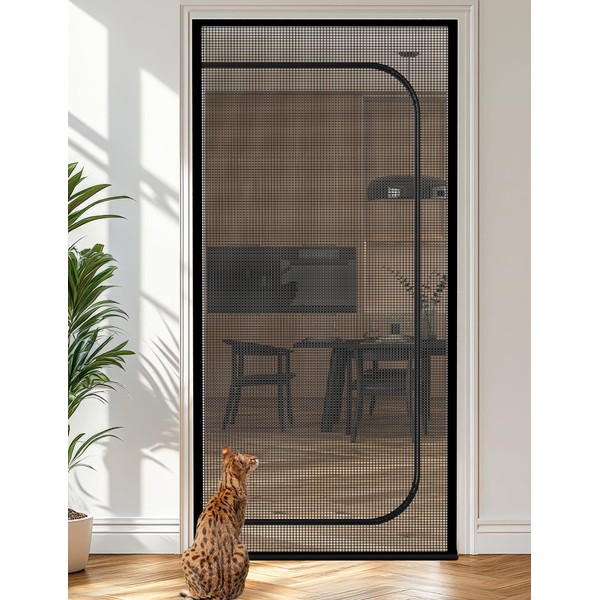 Cat Screen Door, Extra Tall Cat-Proof Mesh Gate, Fit Door