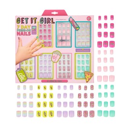 Expressions 7 Day Manicure Collection by Style Essentials - 84PC Press On Nail Set, Day-Of-The-Week Adhesive False Nails for Girls (GET IT GIRL Collection) – Colorful Novelty Designs Stick On Nails For Kids