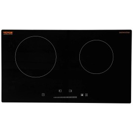 R&D Hardware Built-in Electric Cooktop - 2 Burner Radiant Ceramic Cooktop, 23.6x13.3 inch, 9- - 1800 W