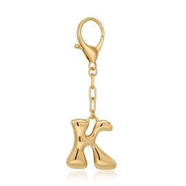 LILIE&WHITE Gold Keychain For Women With Letter Charm Gold Bag Charm Handbag Key Pendant Fashion Alphabet K Keychain Accessories Charms Bubble Initial Keychains