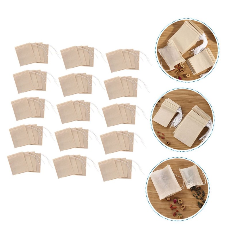 COLLBATH 200pcs Disposable Tea Filter Bags with Drawstring Loose Tea