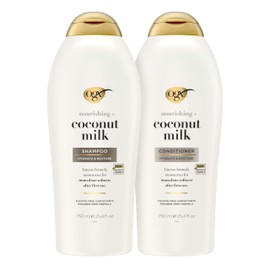OGX Shampoo and Conditioner Set, Nourishing + Coconut Milk, Shampoo and Conditioner for Moisturizing & Strengthening Hair Care, Formulated without Sulfated Surfactants, 25.4 FL OZ, 2 Pack
