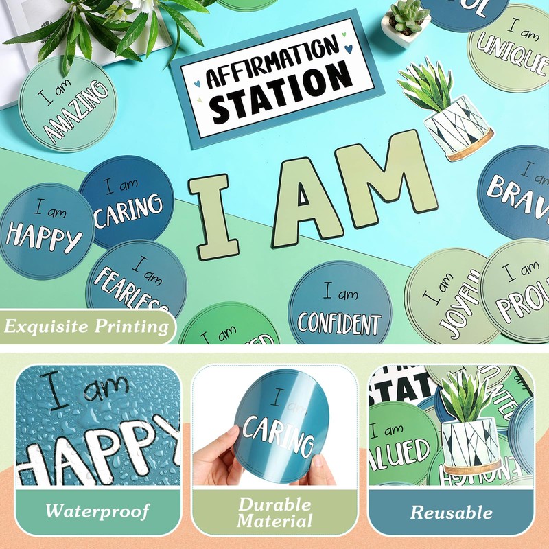 Frienda Greenery Affirmation Station Bulletin Board Set Motivational Posters Classroom