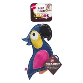 SPOT Dura-Fused Colors Parrot - Colorful Leather Dog Toys with Squeaker, Made with Real Leather and Jute Fabric, Durable Stuffed Toy for Dogs and Puppies, 8in, Color May Vary