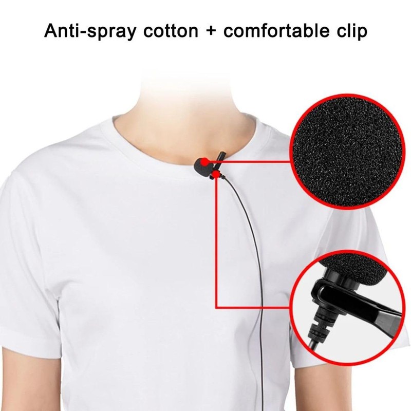 Clip-on Professional Microphone, Omnidirectional Condenser for Recording Interview, Studio, Video,