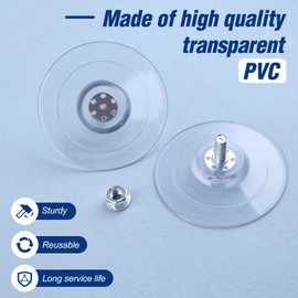 GOLD DEER 4 Pack Large Suction Cup with M8 Screw Nut 3.4"/85mm Clear PVC Sucker Pads Glass Suction Pads Extra