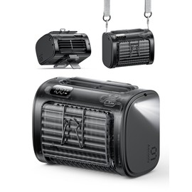 Aecooly Portable Waist Fan for Shirt, Clip On Powerful 6600RPM Belt Body Fan, 5 Speeds 9000mAh Wearable Hands-Free Hanging for Neck with Flashlight for Camping, Outdoor, Jobsite -Black