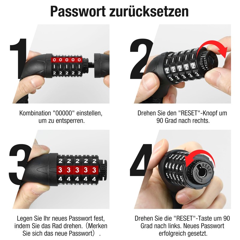 toptrek Bicycle Combination Lock, Bicycle Lock High Security with 5