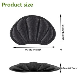 Fersenkissen Pad Heel, 4 Paar Fersenkissen, Pads für Schuhe zu groß, für lose Schuhe Damen Herren Sneakers High Heels Sneakers Lederschuhe (Schwarz)