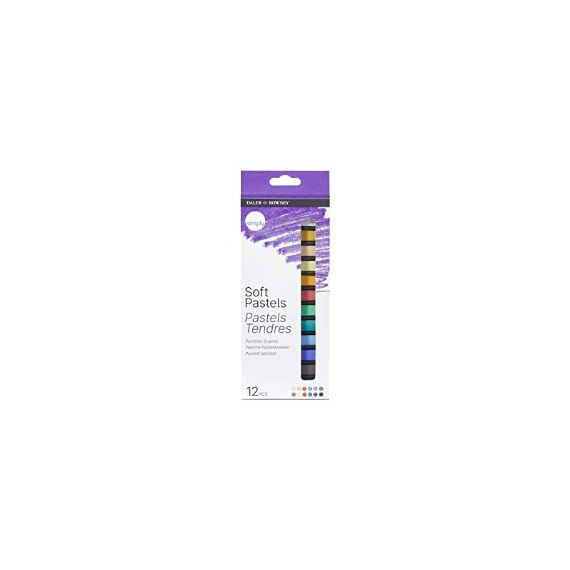 Daler-Rowney Simply Soft Pastels, Cardboard Box, 12 Assorted Colours, 12pcs