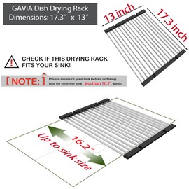 GAViA Roll Up Dish Drying Rack Over The Sink Drying Rack Stainless Steel Sink Drying Rack Kitchen Dishes Drying Mat Foldable Dish Drainer Rack Kitchen Sink Organizer Accessories