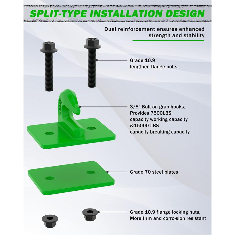 MOLAVIEE 2 Pack 3/8" Tractor Bucket Grab Hooks, Grade 70