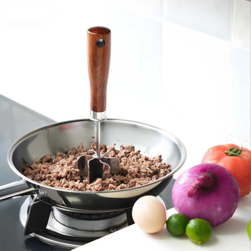Stainless Steel Meat Chopper & Masher - Heavy Duty 6