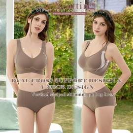 Xcutting Wireless Plus Size Bras for Women, No Underwire Full Coverage Bras, Comfortable Padded Bras, Sleep Bralettes, T-Shirt Bra for Women (Coffee,2X-Large)