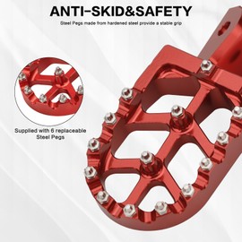 Smotrcc 7075-T7 CNC Foot Pegs Fit for Surron Light Bee X/S, Wider Platform 17-Tooth Replaceable Stainless Steel Pegs with 6 Extra Teeth, Compatible with Talaria Sting MX3 MX4 Segway X260 X160 - Red