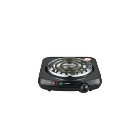 Electric Single Burner Hot Plate, 1100W, Temperature Control, Portable Cooktop, Black