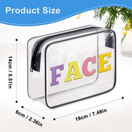 Face Bag Travel Clear Cosmetic Bag Preppy Makeup Bag Birthday Christmas Graduation Gifts for Teen Girls Women Daughter Sister Friend Niece Gift Zipper Makeup Pouch PVC Toiletry Bag Storage Bag