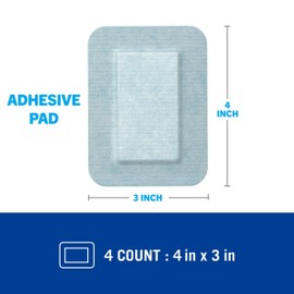 Nexcare Strong Hold Pain-Free Removal Adhesive Pads, 3 x 4 in, 4 Count
