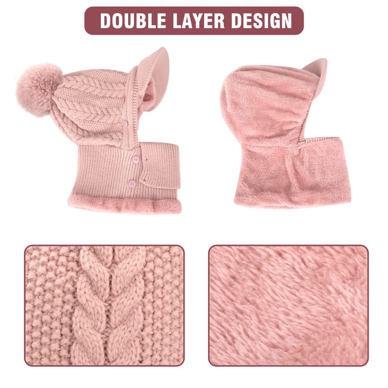 Heveer Warm Knitted Hat Women's Flexible Winter Hat with Neck