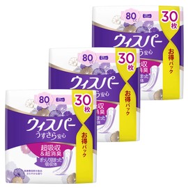 [Bulk Purchase] Whisper Thin Safe 2.8 fl oz (80 cc), 10.6 inches (27 cm), 90 Sheets (30 Sheets x 3 Packs) (For Women, Absorbent Care, Urine Leak Pad) (For Medium Volumes)