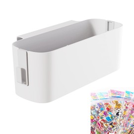 XUANZHI Bedside Caddy Hanging Basket Organizer with Hooks Dorm Bunk Beds Shelf Night Table Storage Holder for Remote Controls Magazines Phone Glasses Bottle (White)