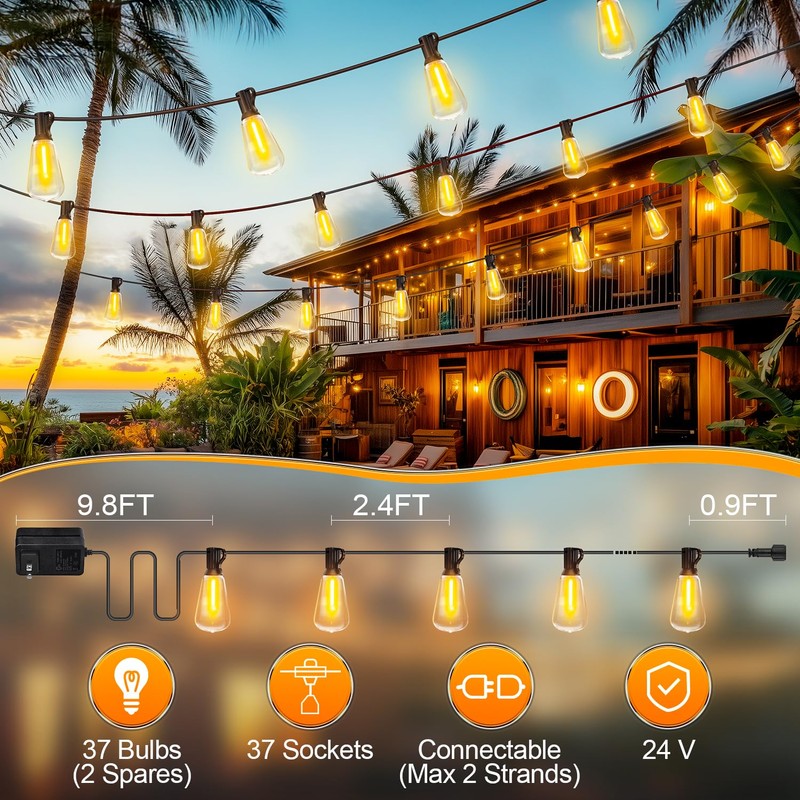 Outdoor String Led Patio Lights - 100Ft 30M Outside Waterproof