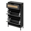 Jocoevol Rattan Shoe Cabinet Storage for Entryway with 2 Flip