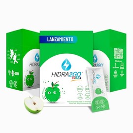 Hidra2go Kids, Electrolitos Para Nios, Sin Azcar, Con Vitamina C, Elderberry Y Prebioticos, 30 Sobres, Sabor Manzana Verde                            