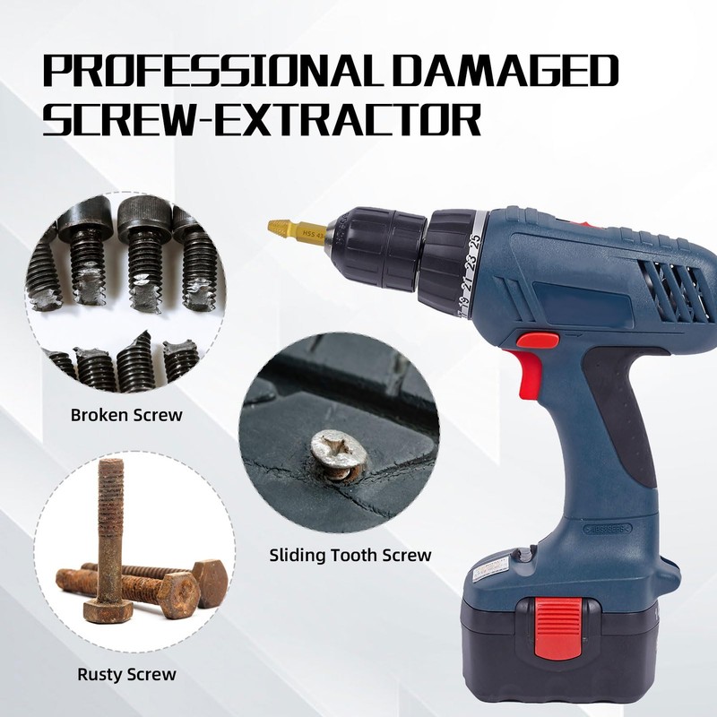 RENYU 6 Pcs Damaged Screw Extractor Kit, HSS 4341 Screw