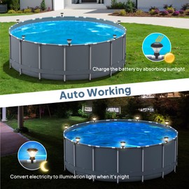 POOLHOUR Solar Pool Lights for Framed Above Ground Pools, 6 Pack Waterproof Swimming Pool Accessories Lights, LED Energy Saving Warm Lights for Frame Swimming Pools, Trampoline