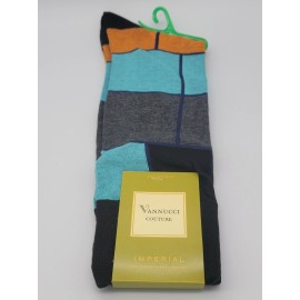 Vannucci Designer Dress Socks Mens 10-13 ORANGE BLOCKS Patterned