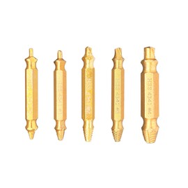 BQKKWIN Screw extractor set,Screw extractor tool, Broken Bolt Extractor and Screw Remover Set,Made from H.S.S. 4341# Screw Remover Tool Kit of 5 Pcs,Golden (Golden)